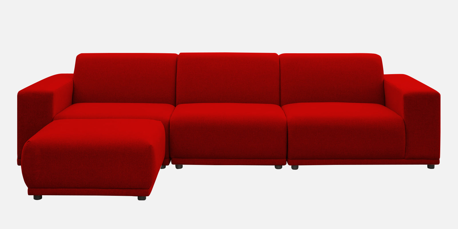 Adam Fabric LHS Sectional Sofa (3+Ottoman Lounger) In Ruby Red Colour - Febonic Living
