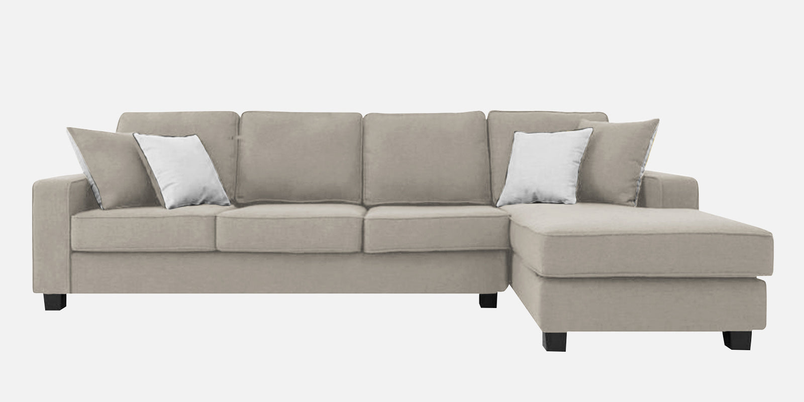 Ladybug Fabric LHS Sectional Sofa (3+Lounger) In Ash Grey Colour - Febonic Living