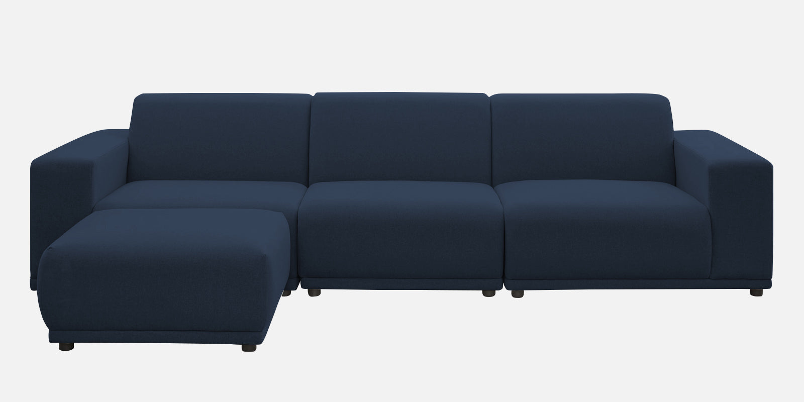 Adam Fabric LHS Sectional Sofa (3+Ottoman Lounger) In Denim Blue Colour - Febonic Living