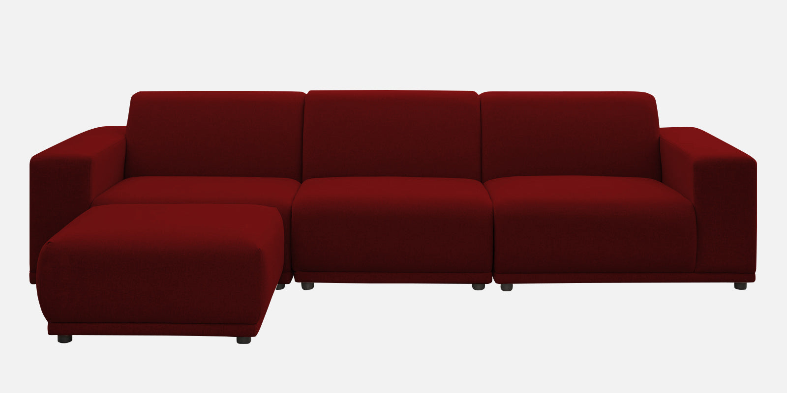 Adam Fabric LHS Sectional Sofa (3+Ottoman Lounger) In Blood Maroon Colour - Febonic Living