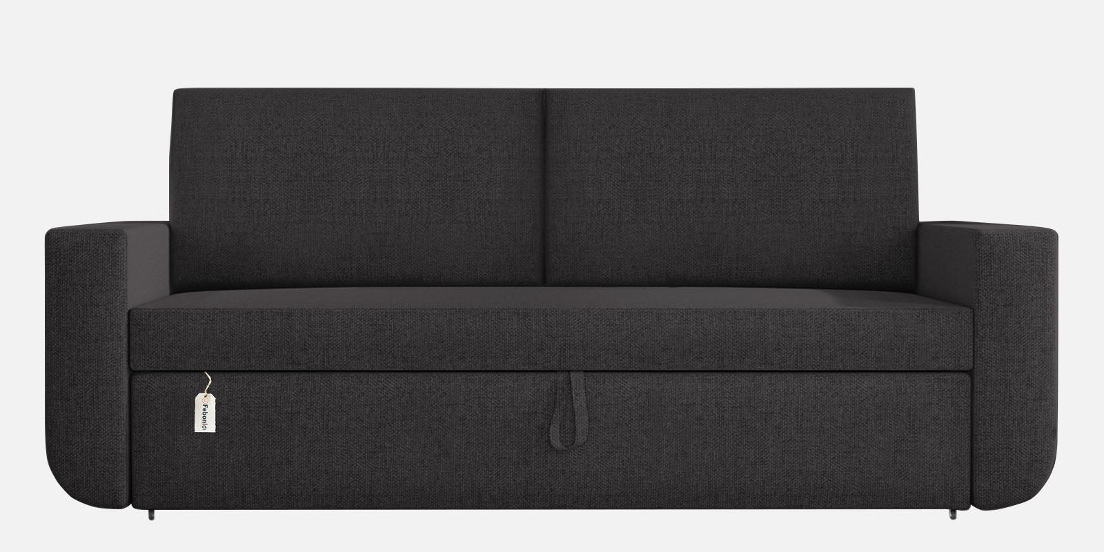 Grace Fabric 3 Seater Pull Out Sofa Cum Bed In Maba Grey Colour With Storage - Febonic Living