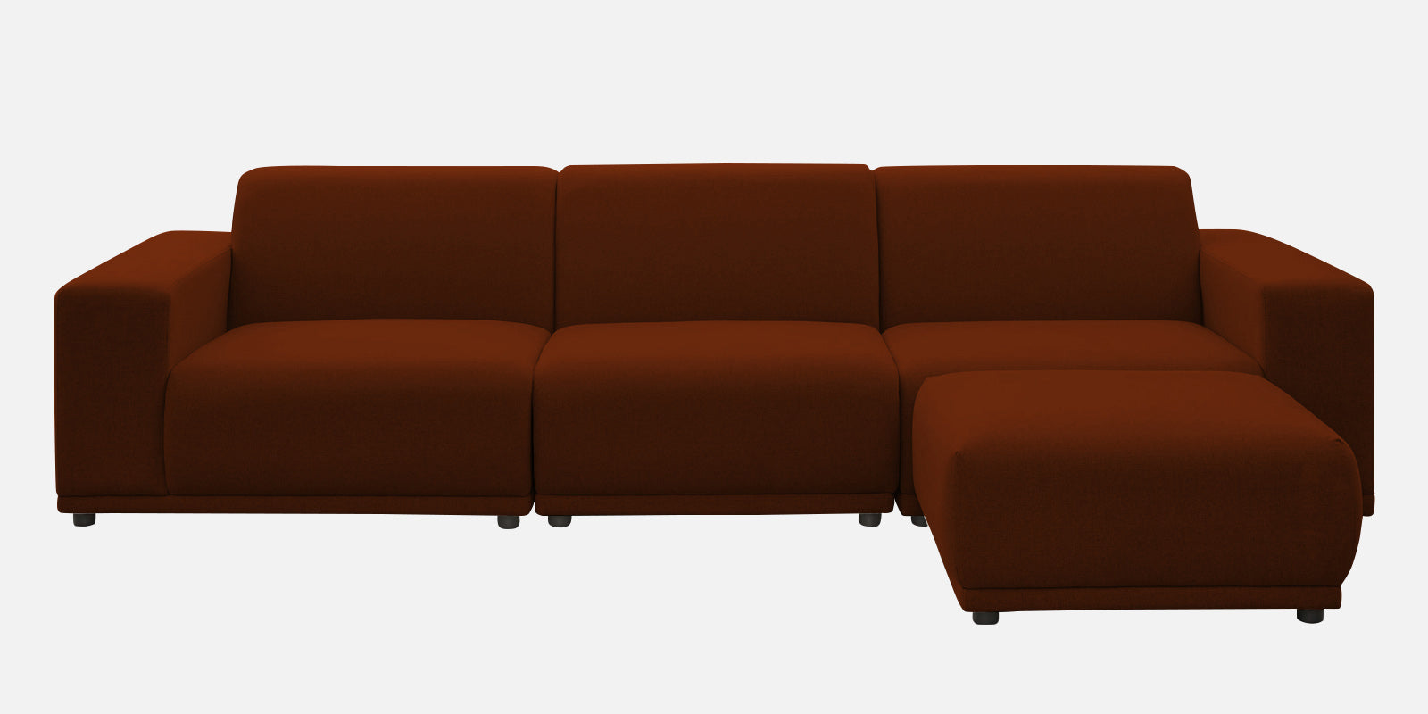 Adam Fabric RHS Sectional Sofa (3+Ottoman Lounger) In Burnt Orange Colour - Febonic Living