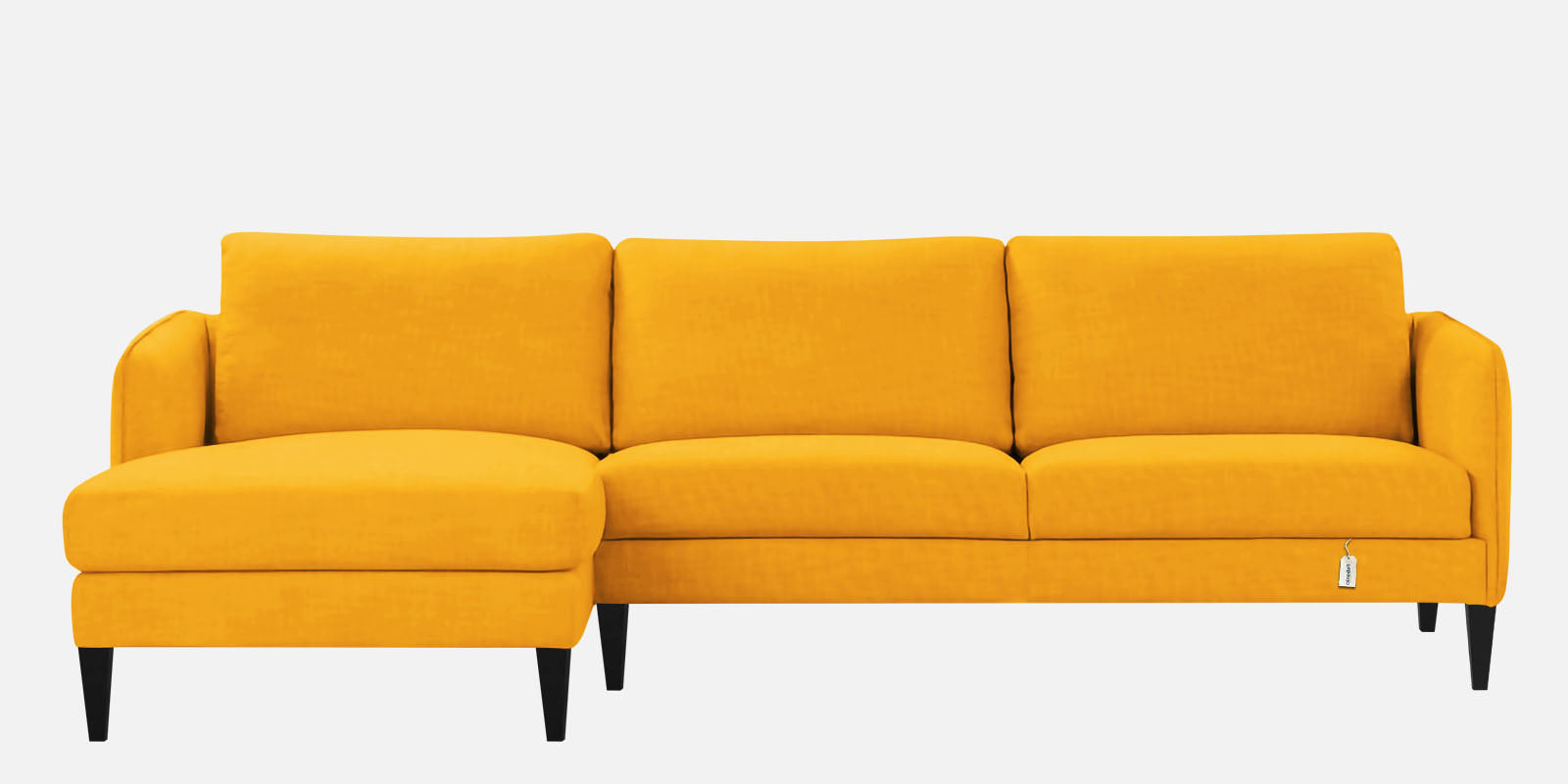 Piku Fabric RHS Sectional Sofa (3+Lounger) In Bold Yellow Colour - Febonic Living