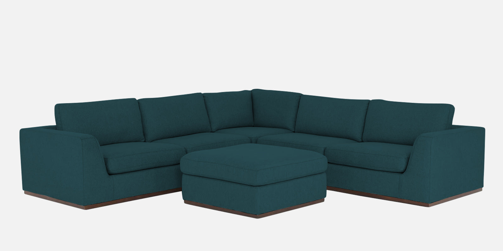 Freedom Velvet 6 Seater RHS Corner Sofa In Arabian Green Colour With Ottoman - Febonic Living
