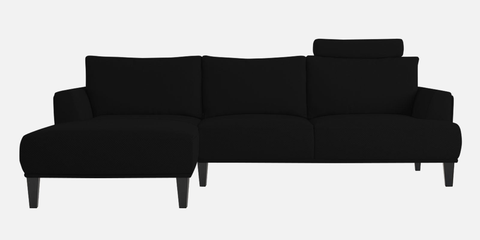 Como Fabric RHS Sectional Sofa (3+Lounger) In Zed Black Colour - Febonic Living