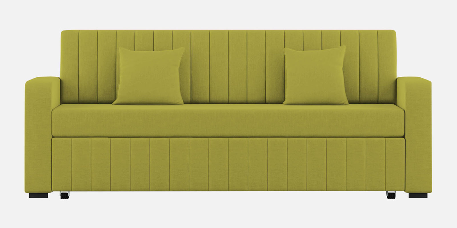 Calra Fabric 3 Seater Pull Out Sofa Cum Bed In Parrot Green Colour With Storage - Febonic Living