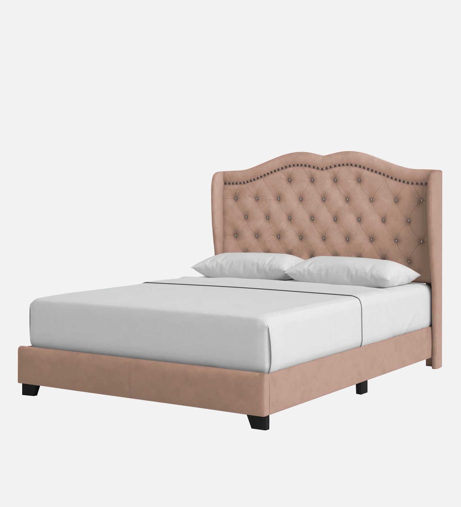 Blake Fabric Queen Size Bed in Olive Beige Colour - Febonic Living