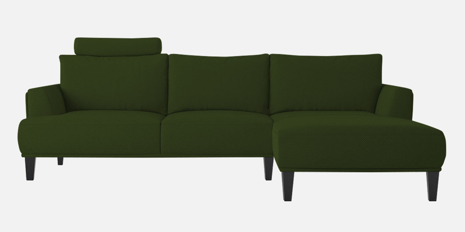 Como Fabric LHS Sectional Sofa (3+Lounger) In Olive Green Colour - Febonic Living