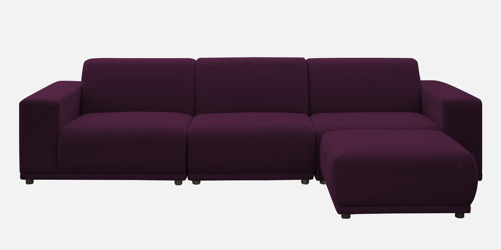 Adam Fabric RHS Sectional Sofa (3+Ottoman Lounger) In Greek Purple Colour - Febonic Living