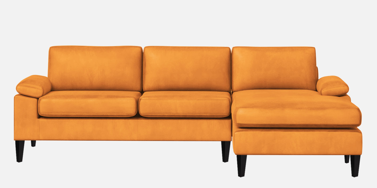 Vegas Velvet LHS Sectional Sofa (3+Lounger) In Tangerine orange Colour - Febonic Living