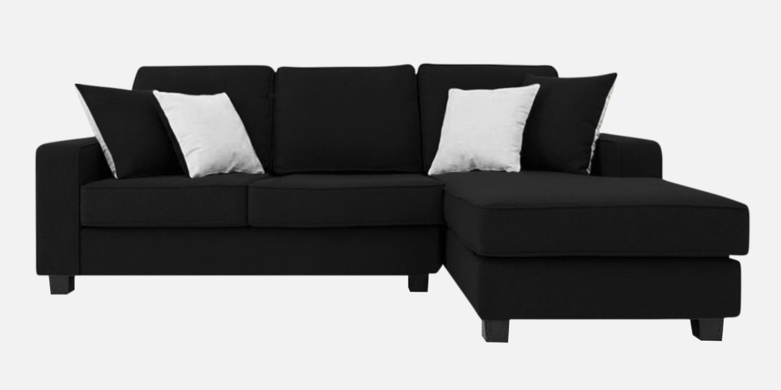 Ladybug Fabric LHS Sectional Sofa (2+Lounger) In Zed Black Colour - Febonic Living