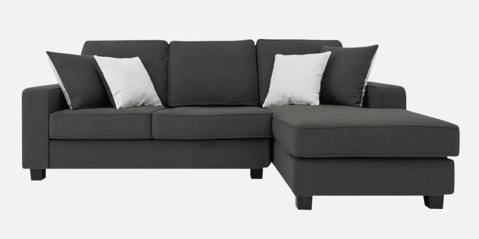 Ladybug Fabric LHS Sectional Sofa (2+Lounger) In Charcoal Grey Colour - Febonic Living