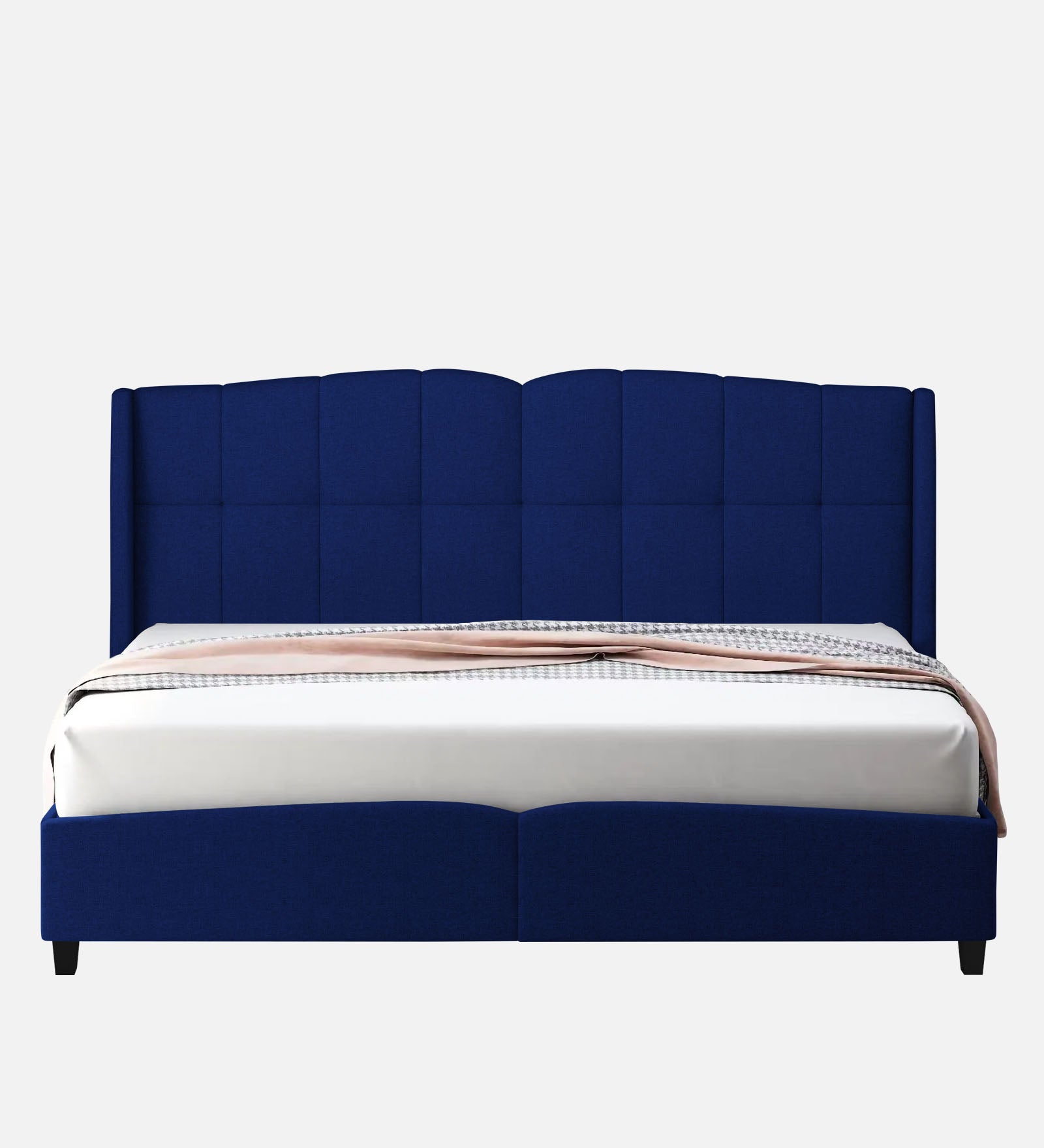 Jovi Velvet Upholstered King Size Bed In Imperial Blue Colour - Febonic Living