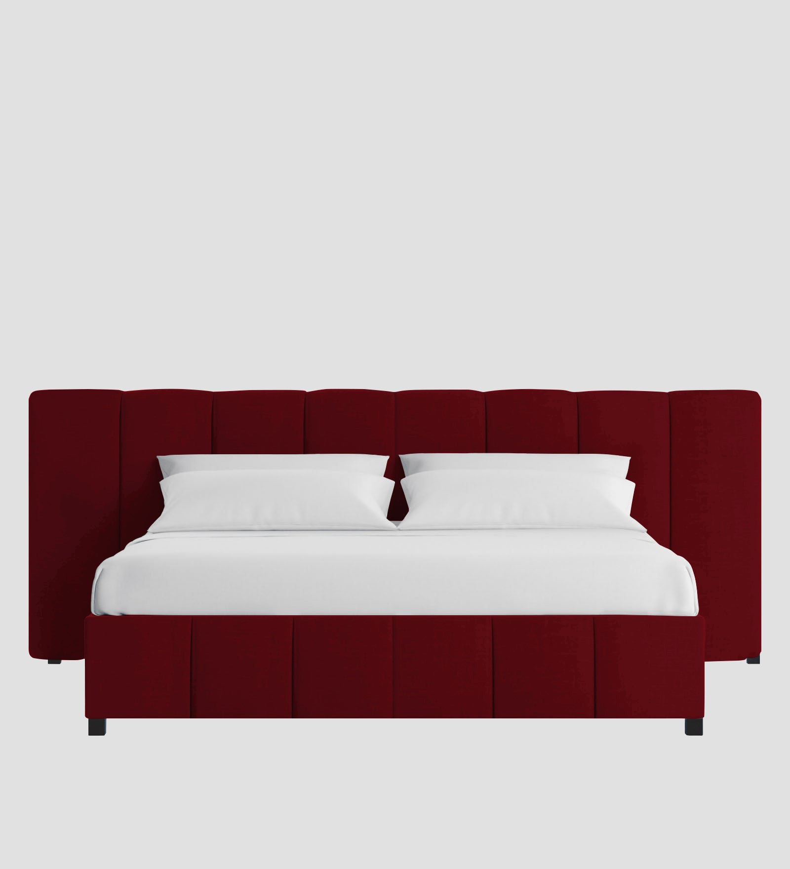 Nora Fabric Upholstered King Size Bed In Ruby Red Colour With Box Storage - Febonic Living