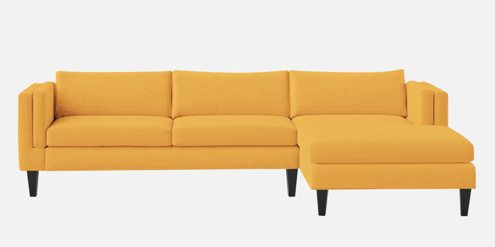 Jasper Velvet LHS Sectional Sofa (3+Lounger) In Turmeric yellow Colour - Febonic Living