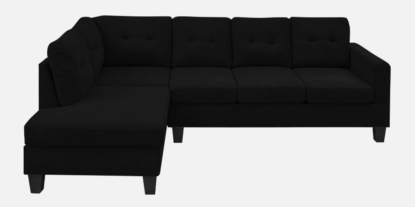 Thomas Fabric RHS Sectional Sofa (3+Lounger) In Zed Black Colour - Febonic Living