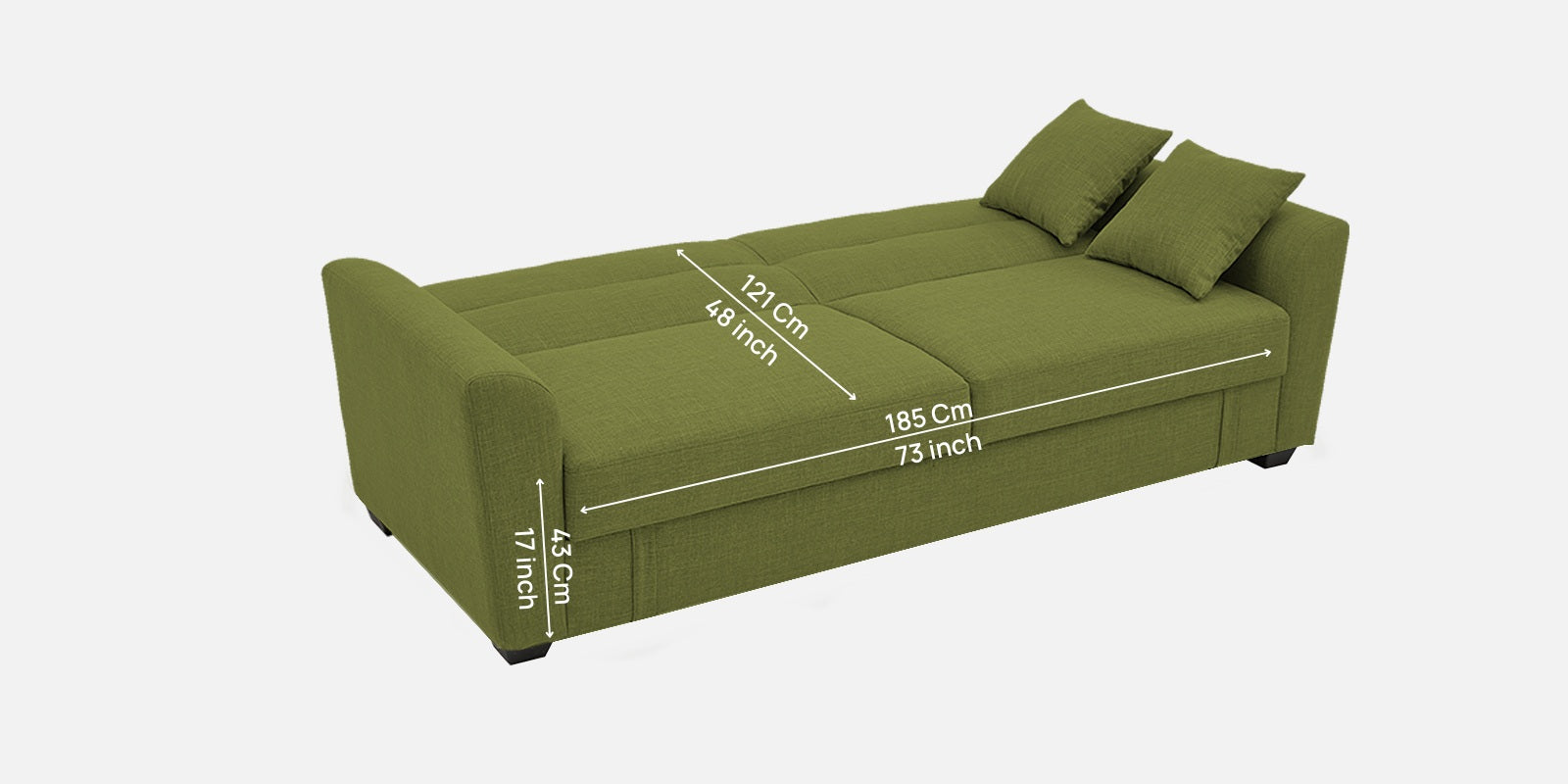 Bony Fabric 3 Seater Convertible Sofa Cum Bed In Lime Green Colour - Febonic Living