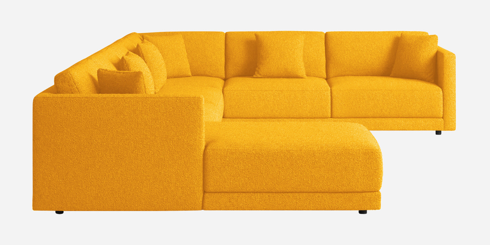 Carlin Fabric RHS 8 Seater Sectional Sofa In Bold Yellow Colour - Febonic Living
