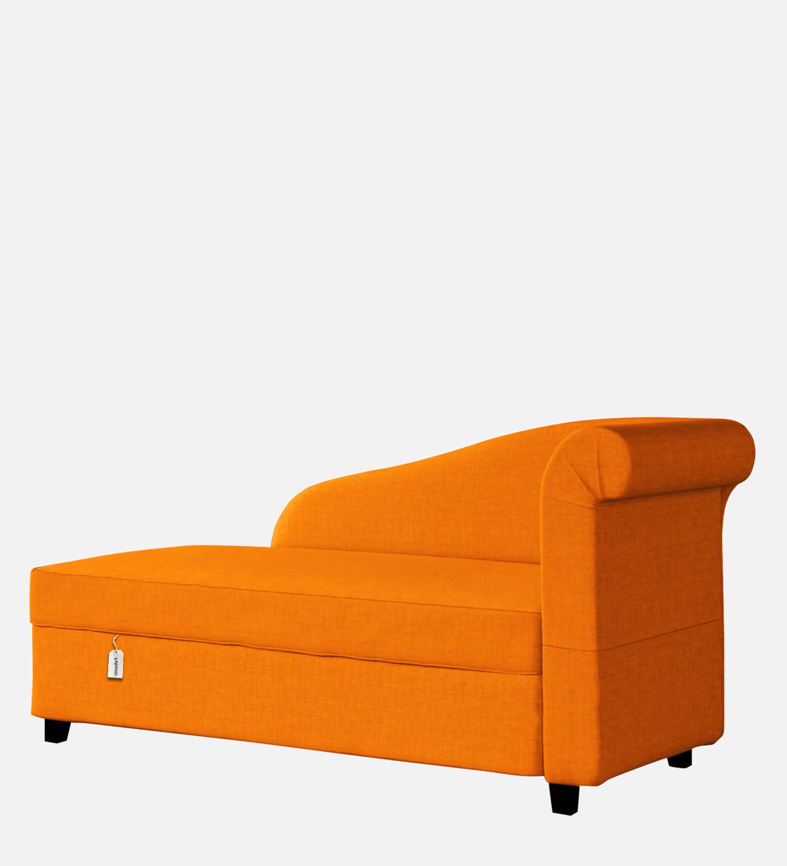 Toppy Fabric LHS Chaise Lounger In Vivid Orange Colour With Storage - Febonic Living