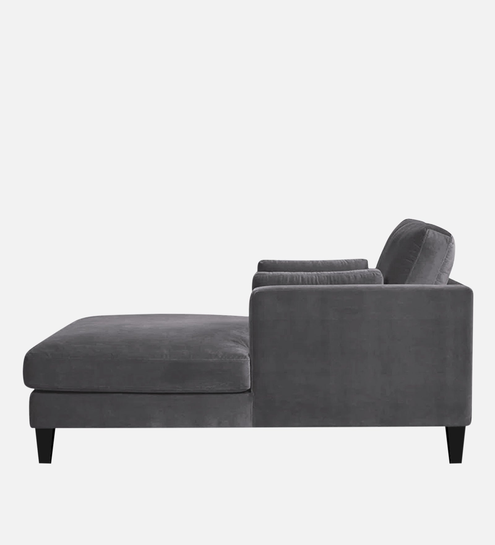 Makou Velvet Chaise Lounger In Davy Grey Colour - Febonic Living
