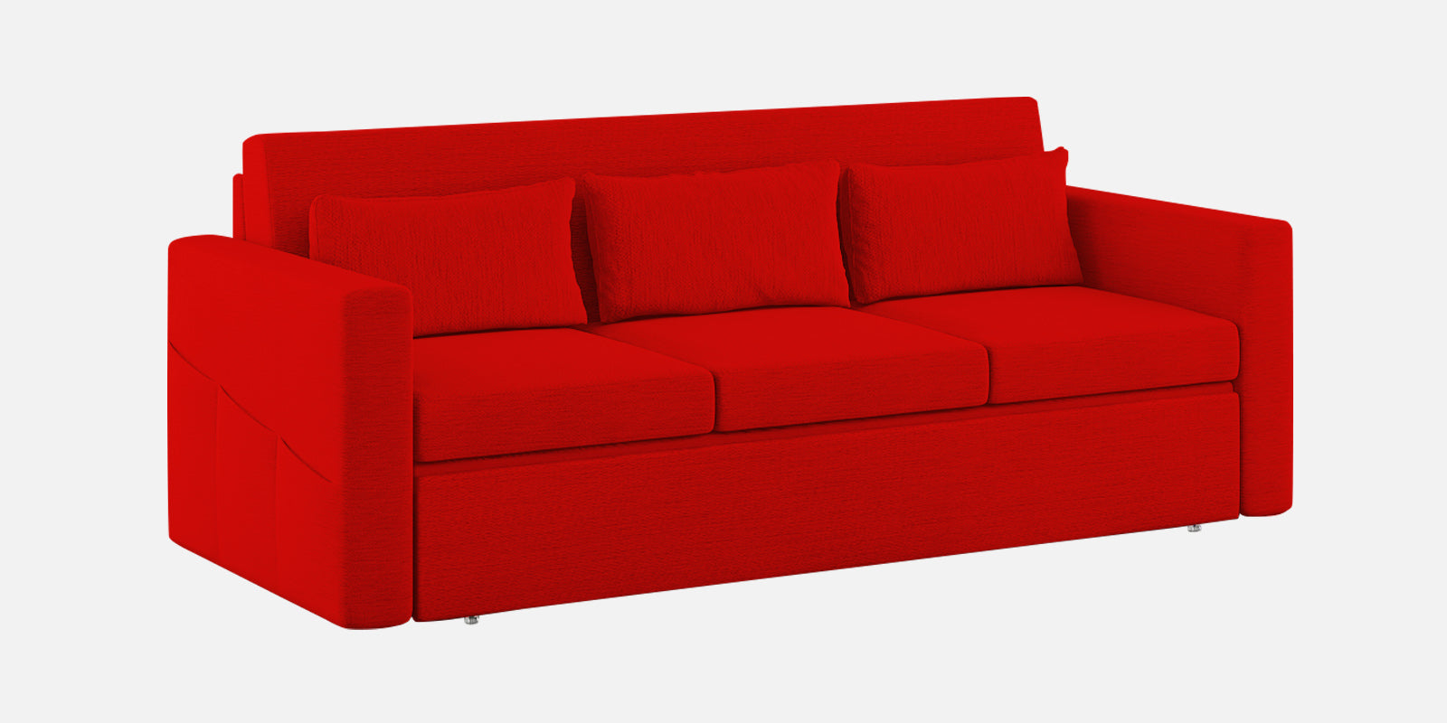 River Fabric 3 Seater Pull Out Sofa Cum Bed In Ruby Red Colour - Febonic Living