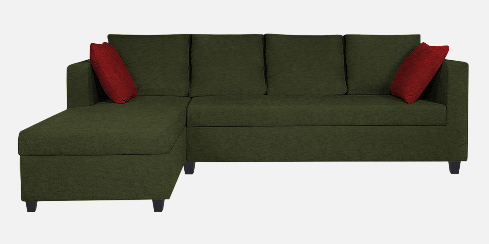 Nebula Fabric RHS Sectional Sofa (3+Lounger) In Olive Green Colour - Febonic Living
