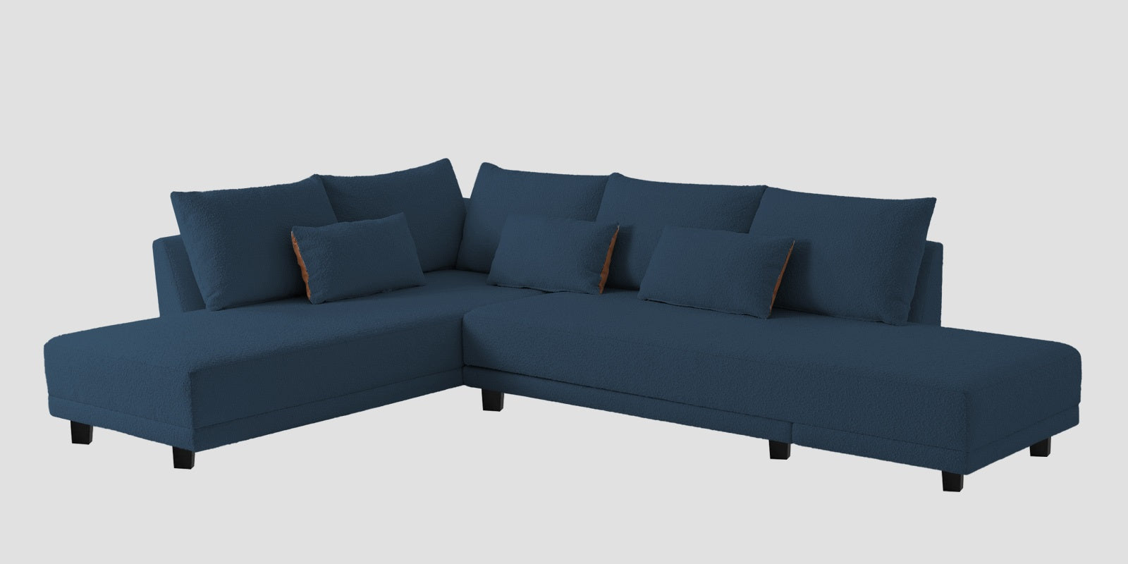 Ira Boucle Fabric RHS 6 Seater Convertible Sofa Cum Bed In Classic Blue Colour - Febonic Living