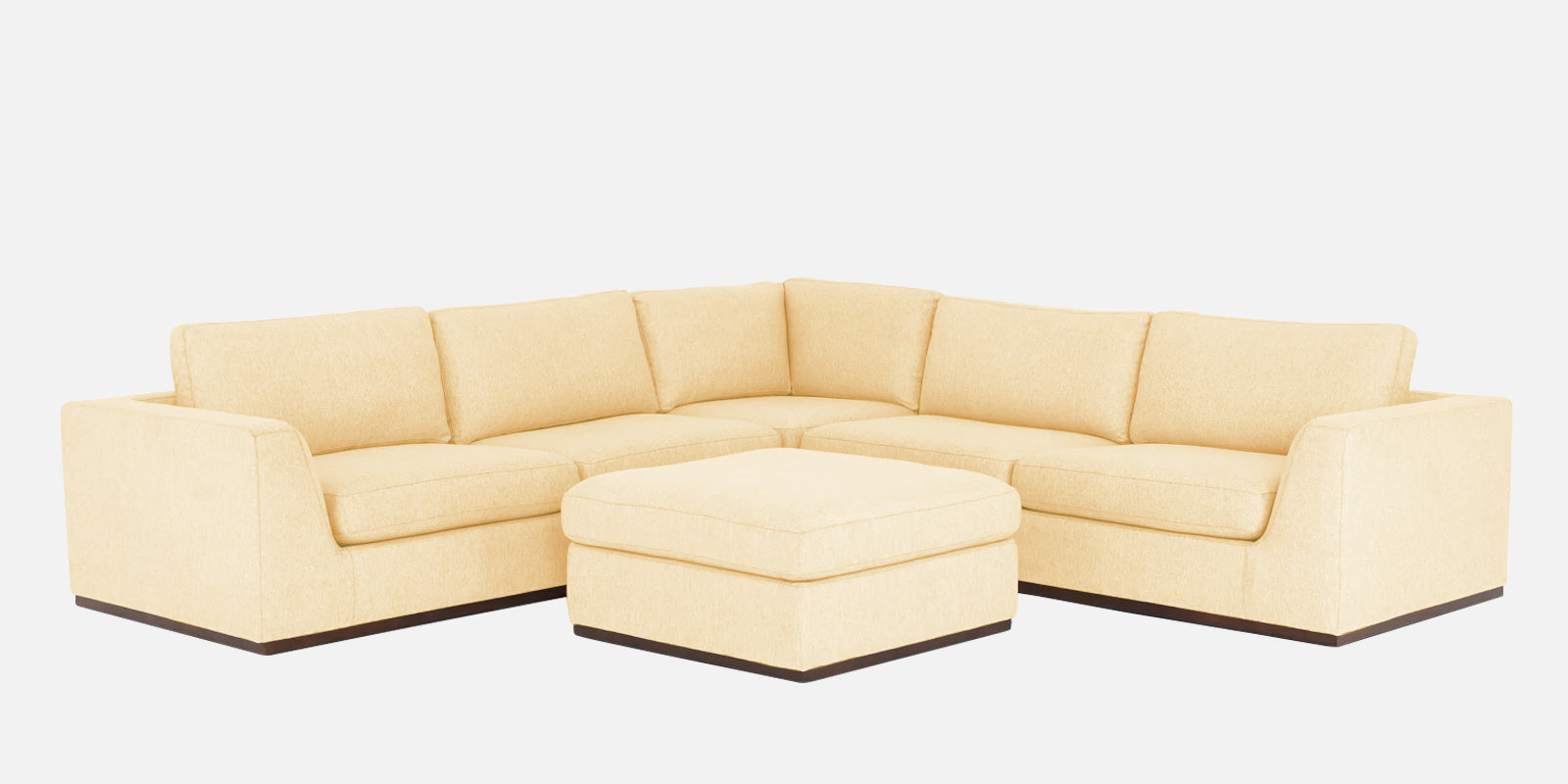 Freedom Velvet 6 Seater RHS Corner Sofa In Sandy Beige Colour With Ottoman - Febonic Living