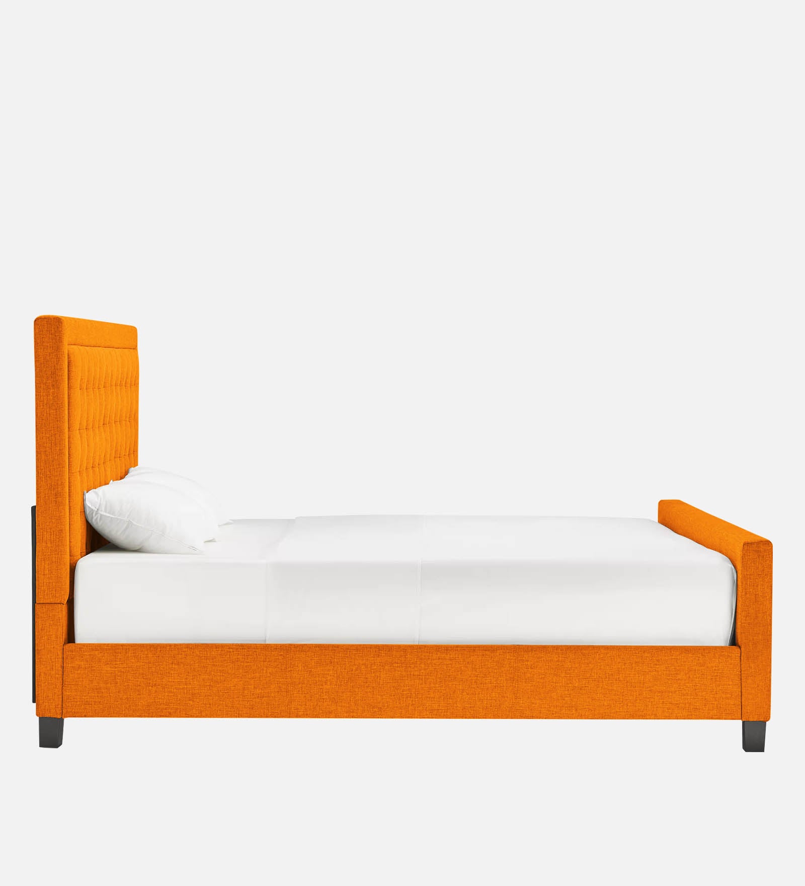 Kaster Fabric Queen Size Bed In Vivid Orange Colour - Febonic Living