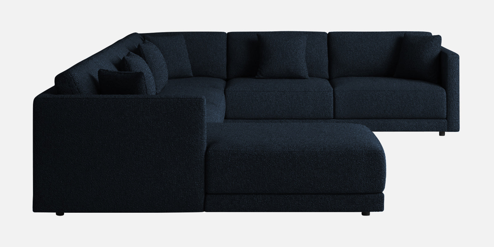 Carlin Fabric RHS 8 Seater Sectional Sofa In Denim Blue Colour - Febonic Living