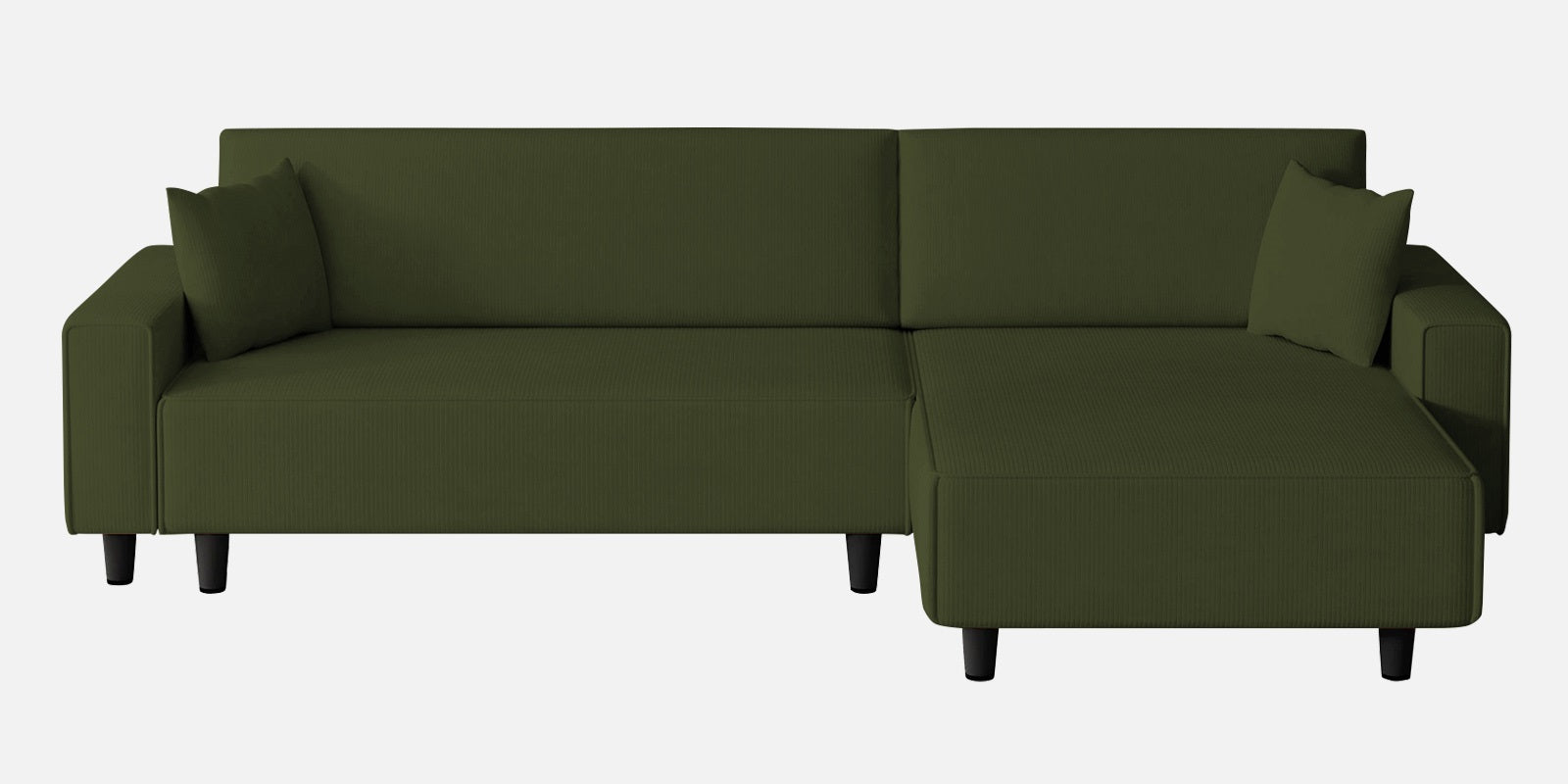 Peach Fabric LHS 6 Seater Sofa Cum Bed With Storage In Olive Green Colour - Febonic Living