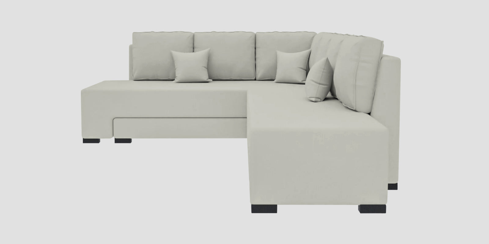 Corby Velvet LHS 6 Seater Convertible Sofa Cum Bed In Bone Grey Colour - Febonic Living