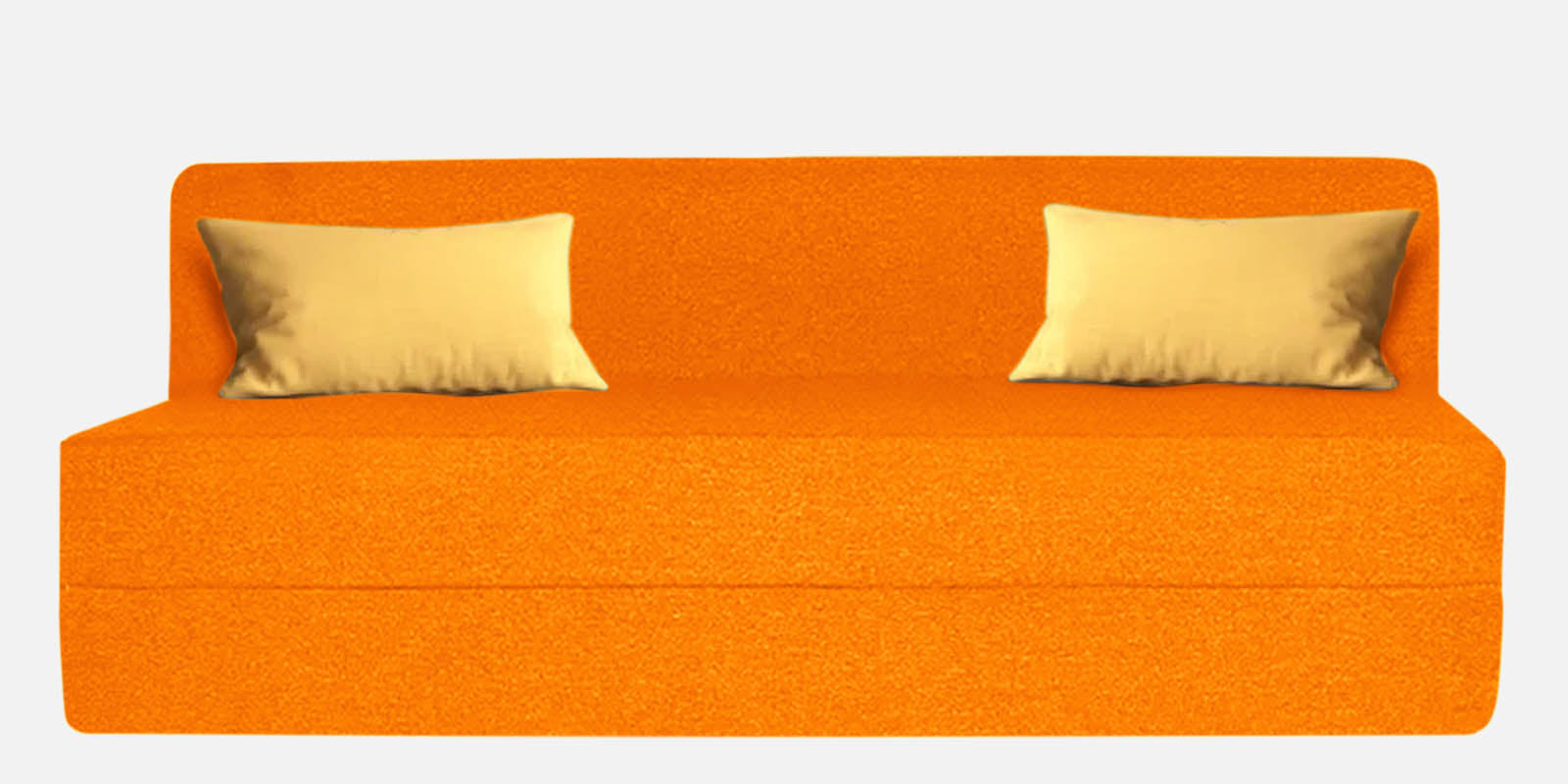 Fleepy Fabric 3 Seater Foldable Sofa Cum Bed In Vivid Orange Colour - Febonic Living