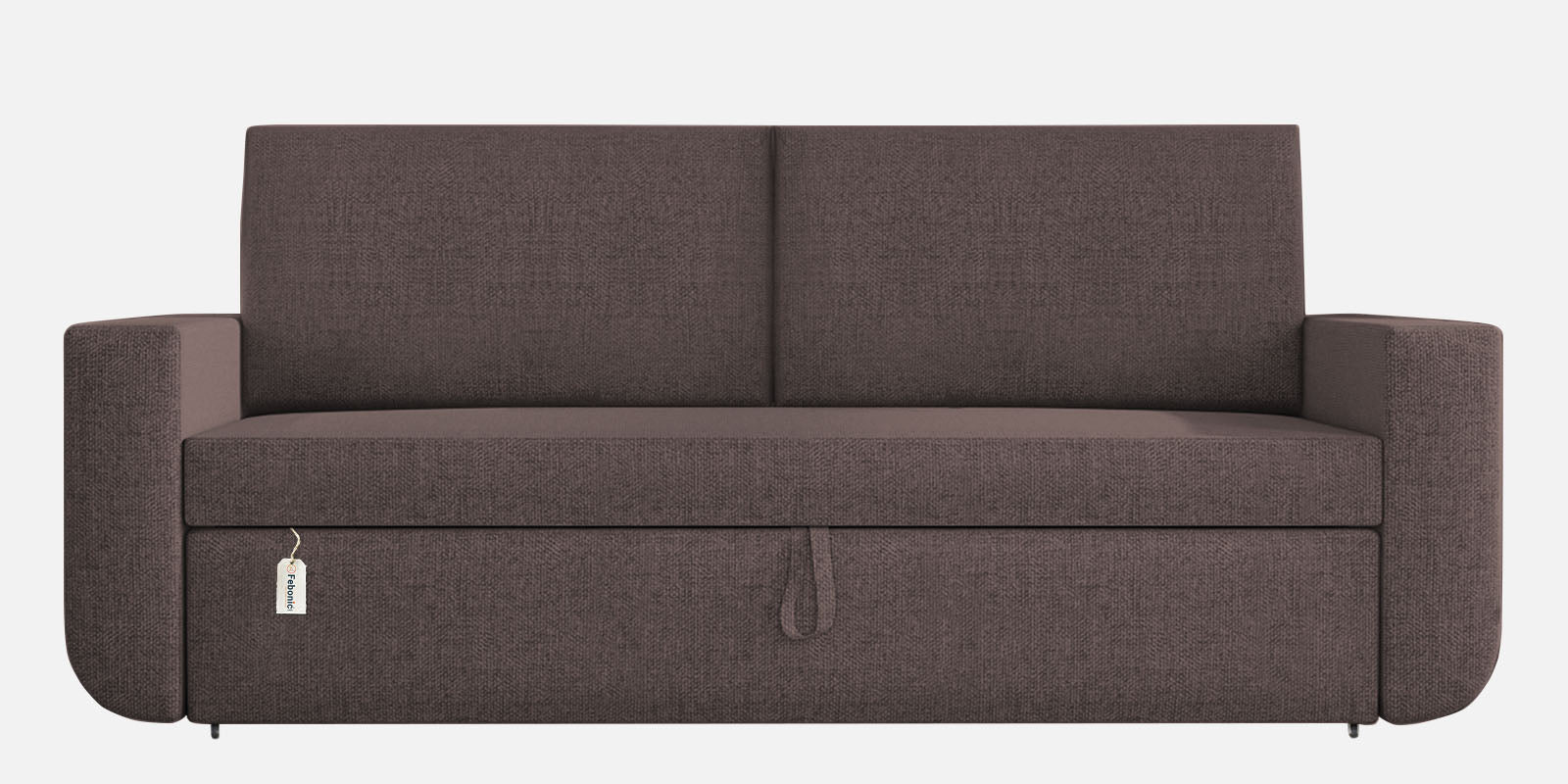 Grace Fabric 3 Seater Pull Out Sofa Cum Bed In Caspa Brown Colour With Storage - Febonic Living