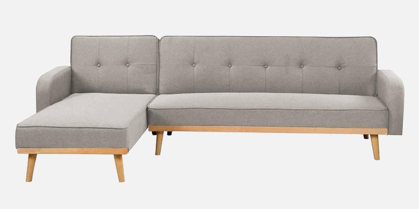 Zuno Fabric RHS Convertible Sofa Cum Bed In Ash Grey Colour - Febonic Living