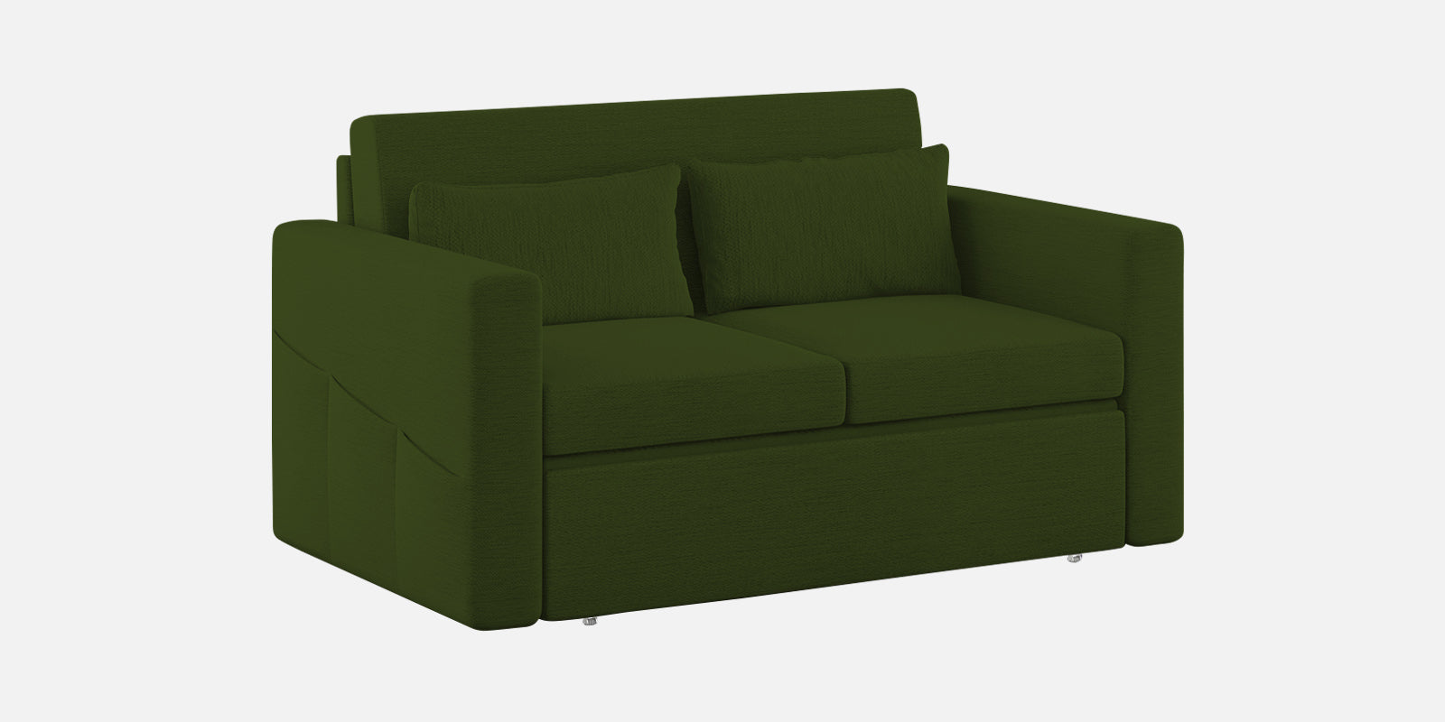 River Fabric 2 Seater Pull Out Sofa Cum Bed In Olive Green Colour - Febonic Living