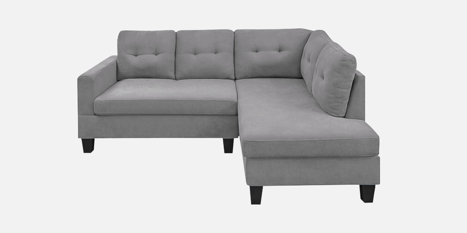 Thomas Fabric LHS Sectional Sofa (2+Lounger) In Lit Grey Colour - Febonic Living