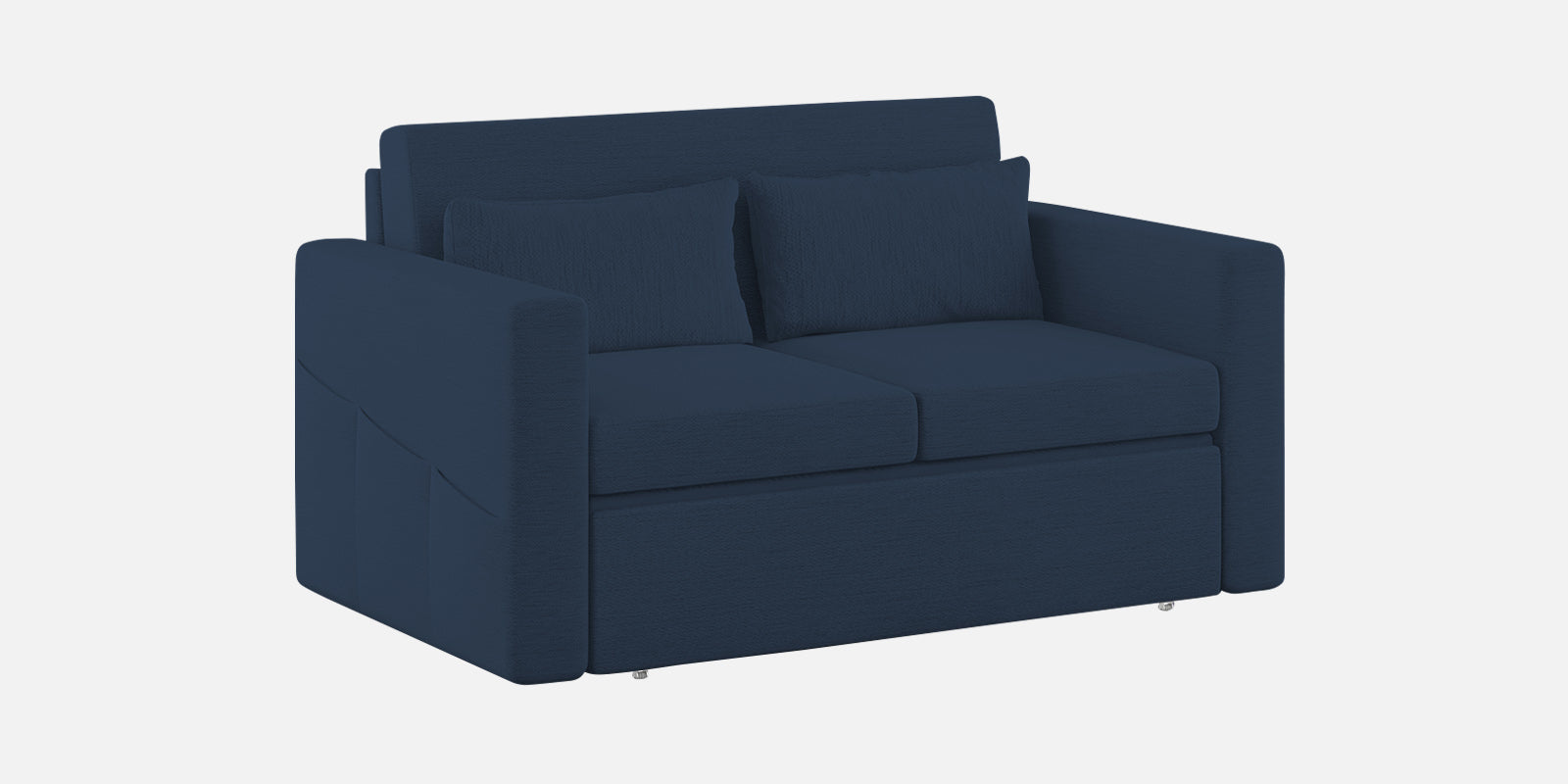 River Fabric 2 Seater Pull Out Sofa Cum Bed In Denim Blue Colour - Febonic Living