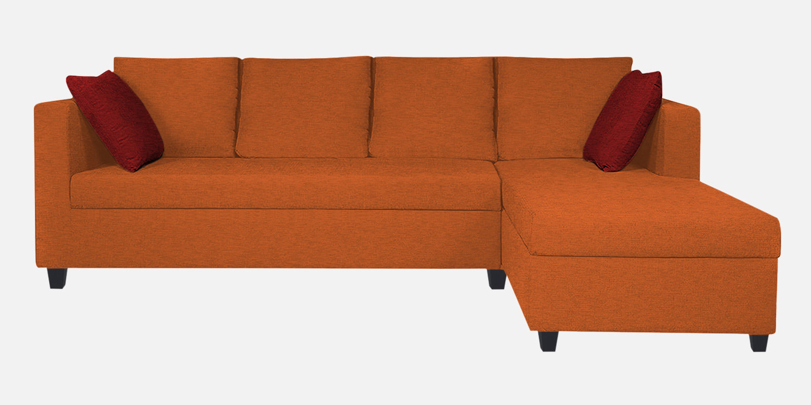 Nebula Fabric LHS Sectional Sofa (3+Lounger) In Vivid Orange Colour - Febonic Living