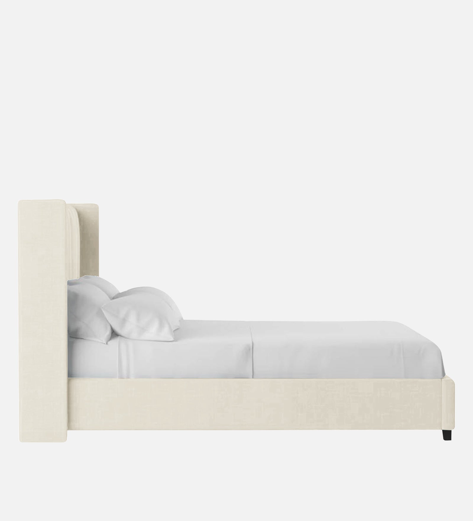 Colina Fabric Queen Size Bed In Ivory Cream Colour With Box Storage - Febonic Living