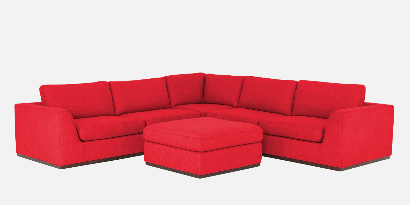 Freedom Velvet 6 Seater LHS Corner Sofa In Ox Blood Maroon Colour With Ottoman - Febonic Living