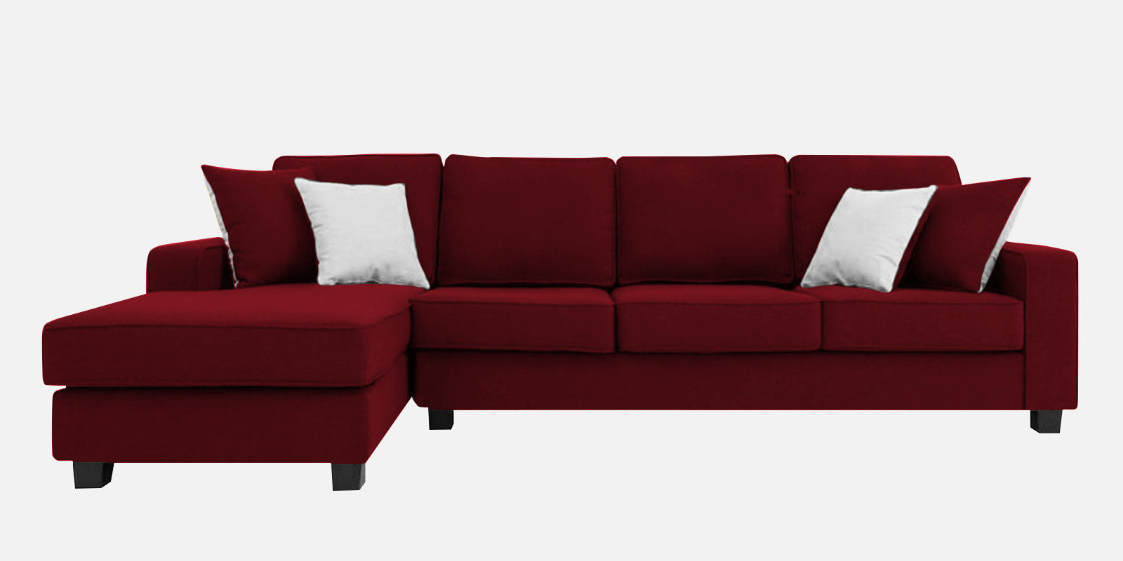Ladybug Fabric RHS Sectional Sofa (3+Lounger) In Ruby Red Colour - Febonic Living