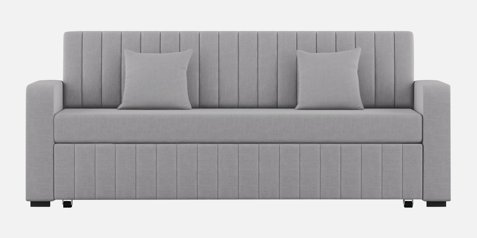 Calra Fabric 3 Seater Pull Out Sofa Cum Bed In Lit Grey Colour With Storage - Febonic Living