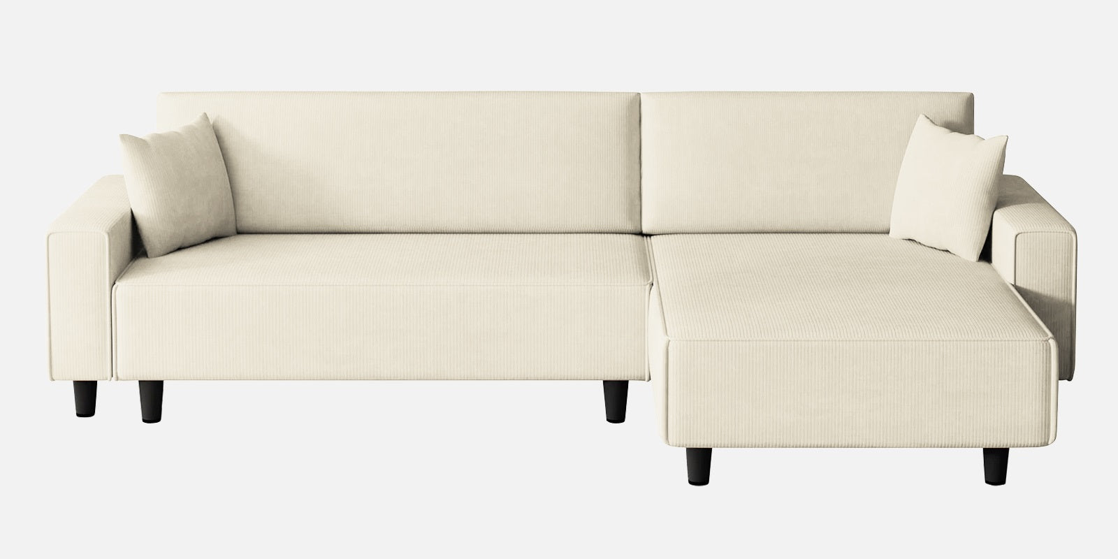 Peach Fabric LHS 6 Seater Sofa Cum Bed With Storage In Ivory Cream Colour - Febonic Living