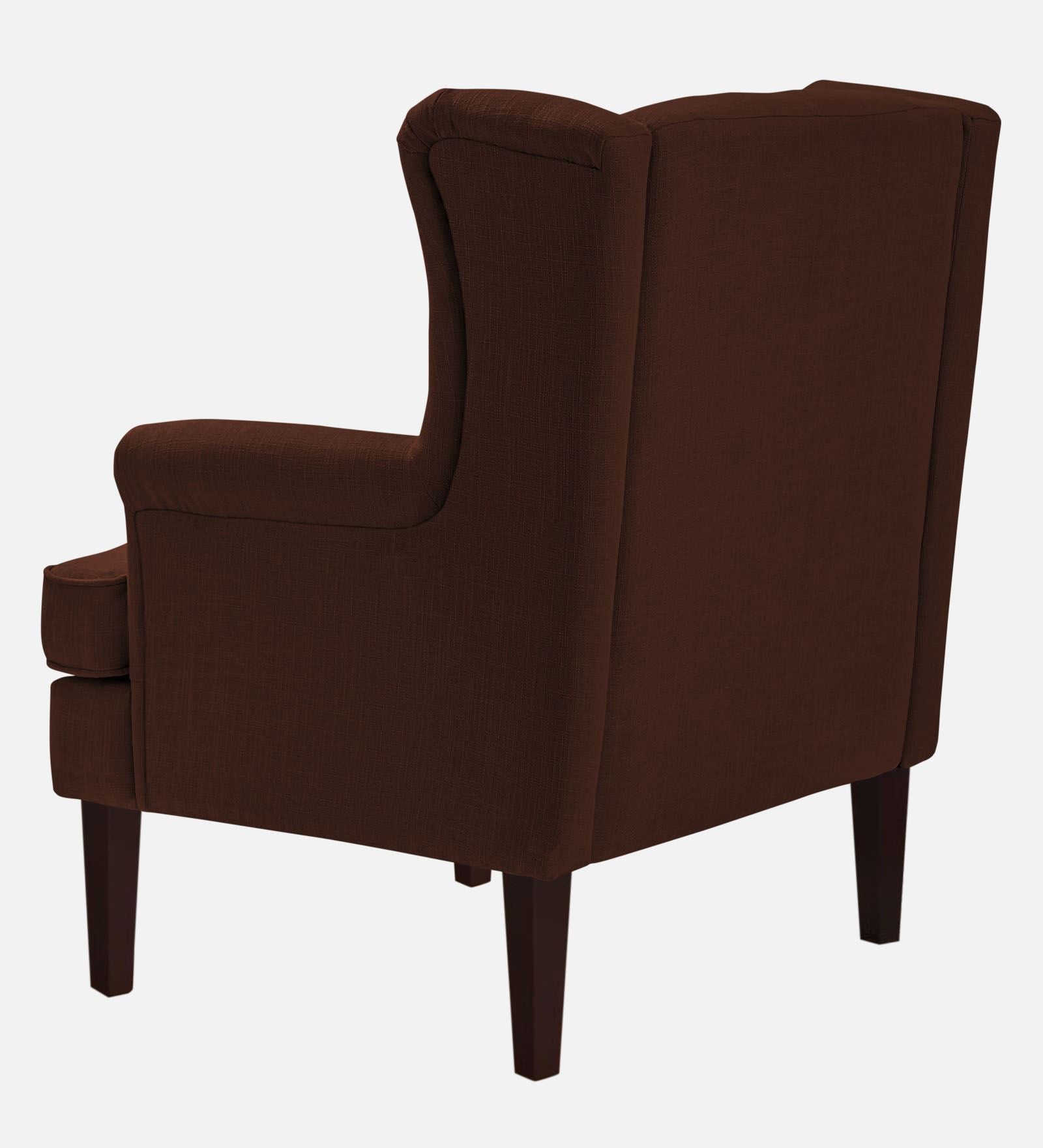 Deyuk Fabric Wing Chair In Coffee Brown Colour - Febonic Living