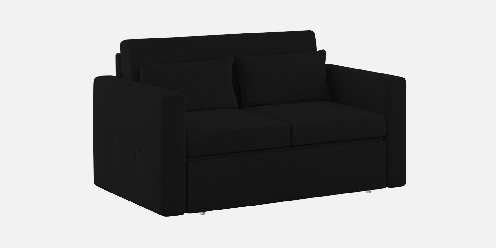 River Fabric 2 Seater Pull Out Sofa Cum Bed In Zed Black Colour - Febonic Living