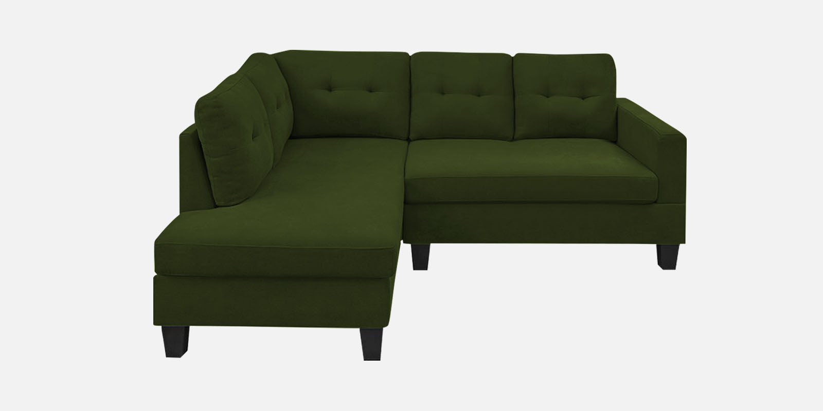 Thomas Fabric RHS Sectional Sofa (2+Lounger) In Olive Green Colour - Febonic Living