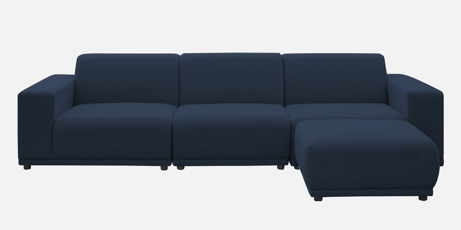 Adam Fabric RHS Sectional Sofa (3+Ottoman Lounger) In Denim Blue Colour - Febonic Living