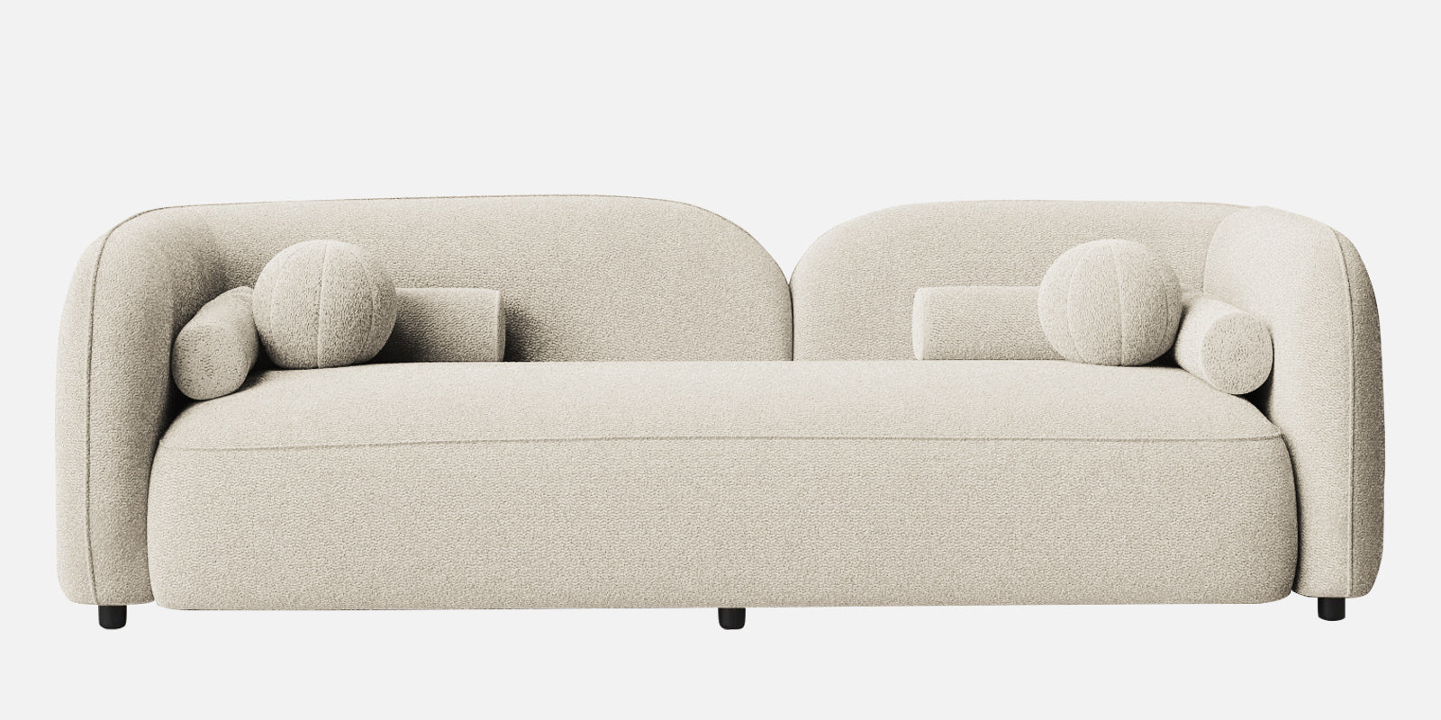 Corny Boucle Fabric 3 Seater Sofa In Shell White Colour - Febonic Living