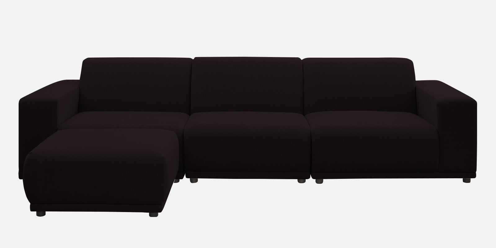 Adam Fabric LHS Sectional Sofa (3+Ottoman Lounger) In Cara Brown Colour - Febonic Living